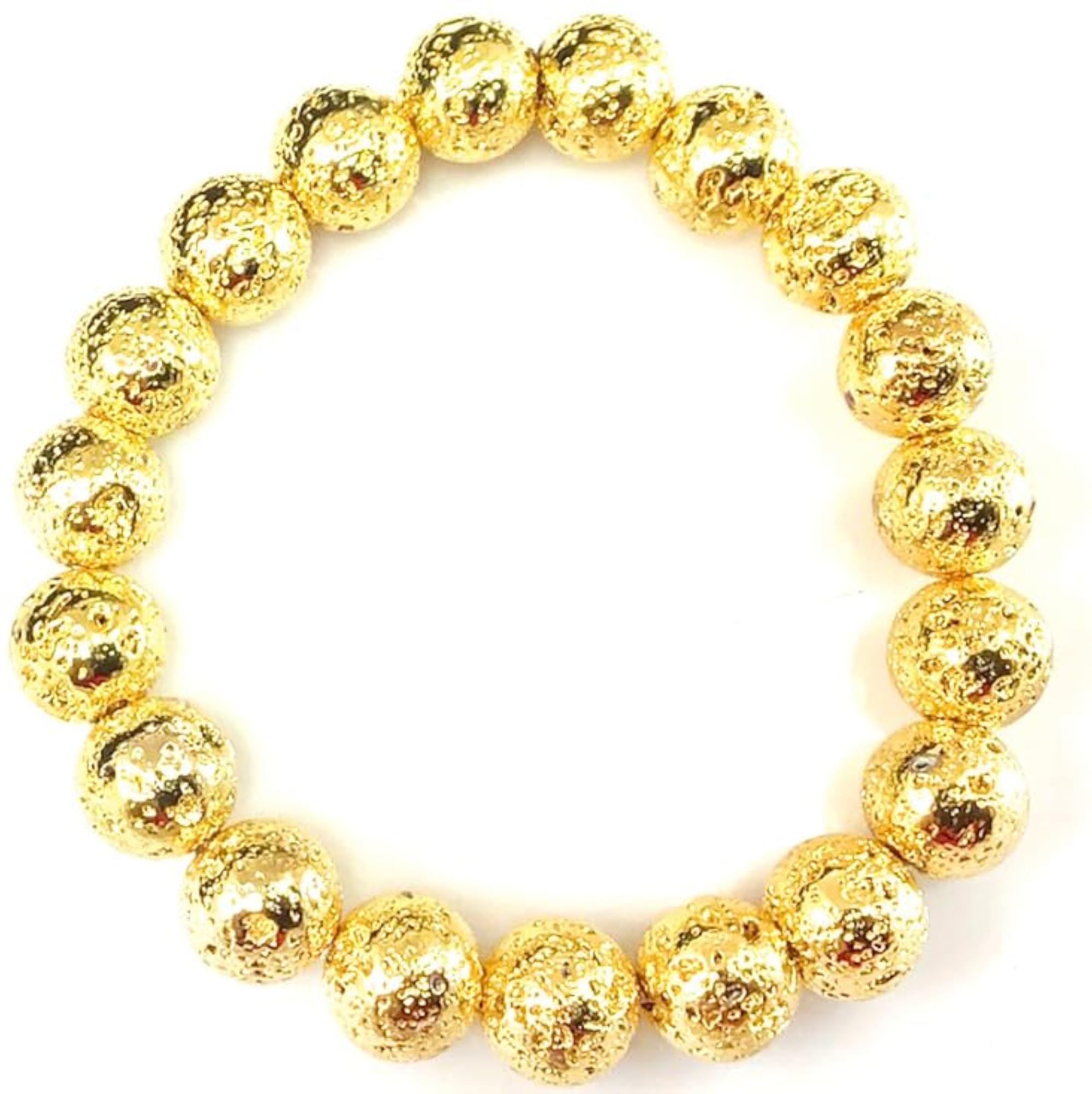 Golden Lava Bracelet with 8mm Round Beads, Unisex
